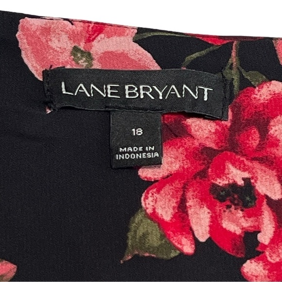 Lane Bryant Pink & Black Floral V-Neck Top Size 18 - Picture 8 of 11